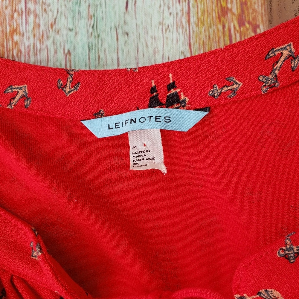 Anthro Leifnotes Red Skipper Ships Boat Dress M - Picture 7 of 8